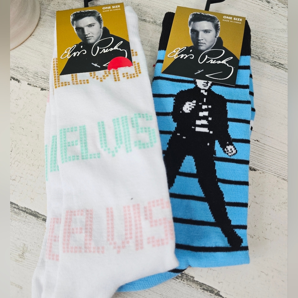 2 Pairs Elvis Presley Unisex Crew Socks Bundle
